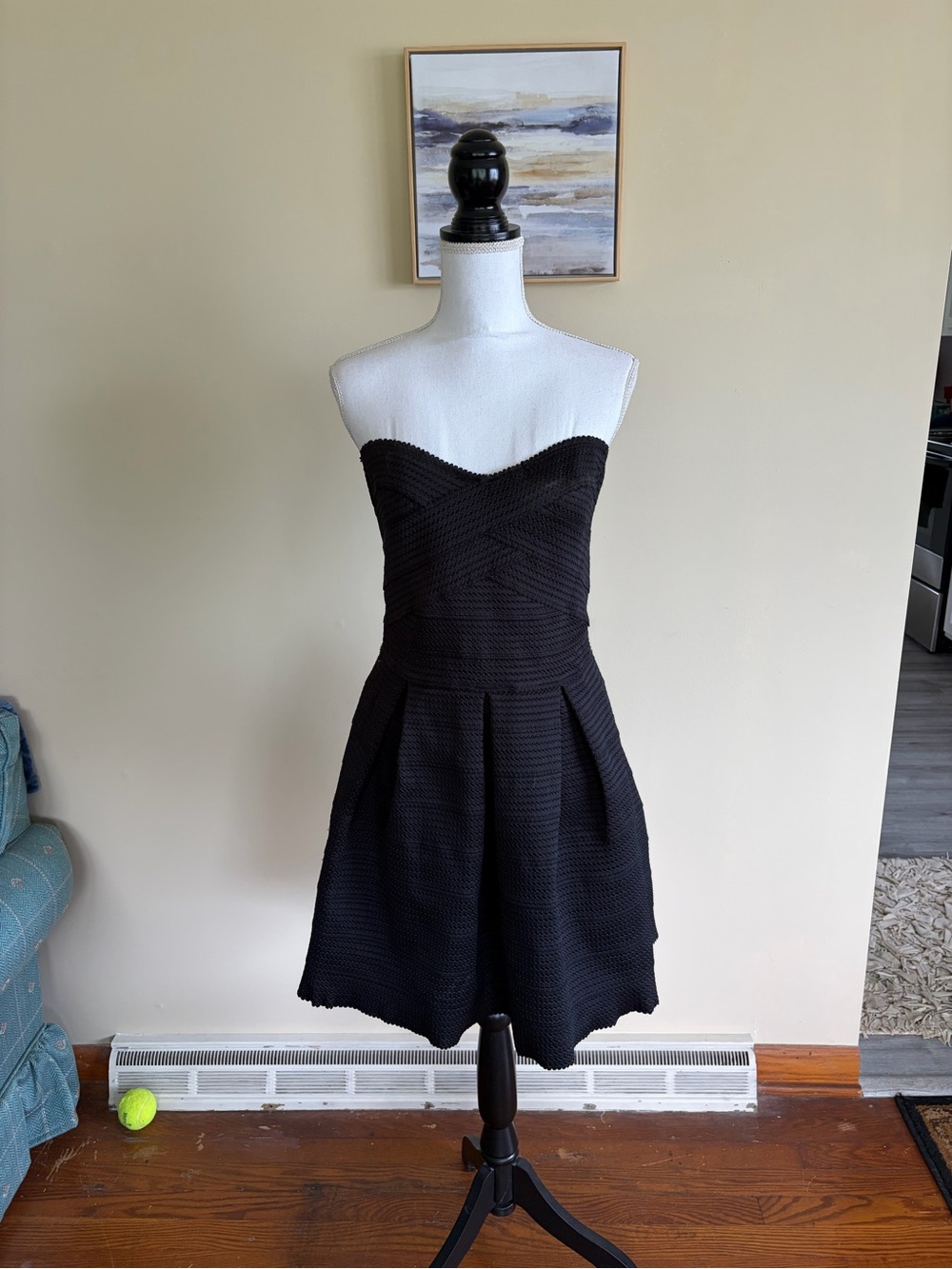 Large Express Strapless Black Bandage Style Fit-and-Flare Dress